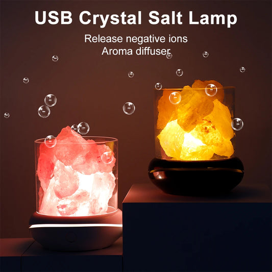 USB Powered Himalayan Salt Lamp – RGB Colorful Aroma Night Light for Bedside, Kids’ Room & Relaxing Home Decoration Gift