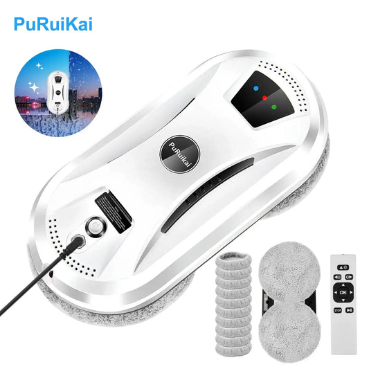 Puruikai AI Window Cleaning Robot – Smart Automatic Glass Cleaner for Windows, Tiles & Doors, Ultra-Quiet Self-Cleaning Design