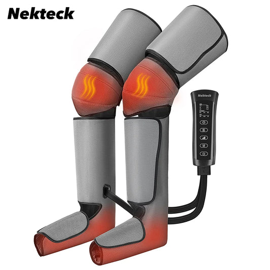 Nekteck Air-Compression Leg & Foot Massager – Circulation Booster with Heat & Calf/Thigh Wraps