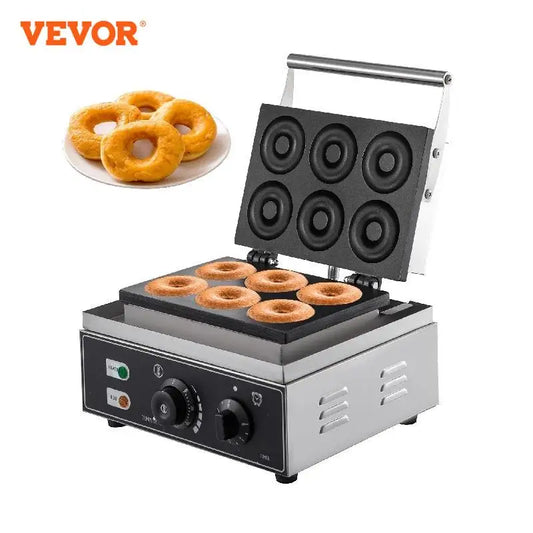 Vevor 6‑Hole Electric Donut Maker – Stainless Steel, Double‑Sided Heating, Adjustable Temp 50–300 °C, Commercial Grade