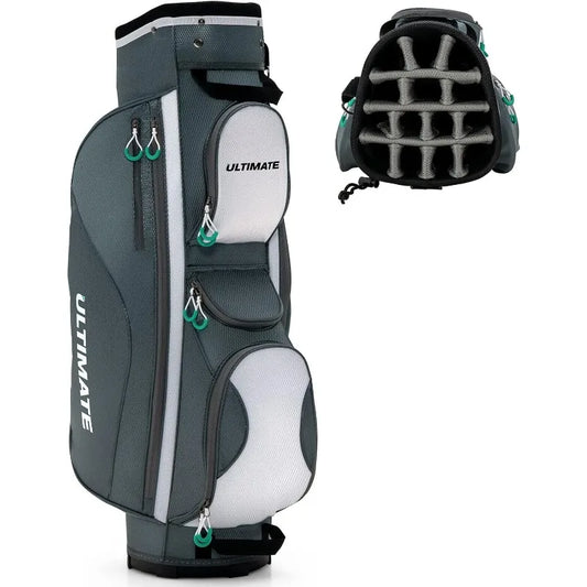 Tangkula lightweight golf cart bag – 14-way top dividers with cooler pocket, 7 zippered compartments & shoulder strap