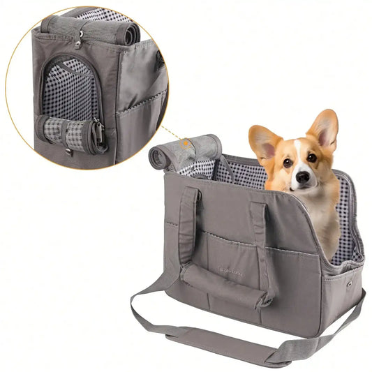 Stylish Shoulder Handbag Pet Carrier – Removable for Small Dogs (Up to 8 lb) & Cats (Up to 11 lb) – Dark Gray