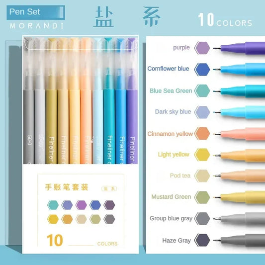 Morandi Gel Pen Set – 10-Color Smooth Ink Pens for Students, Journaling & Office Use 🖊️