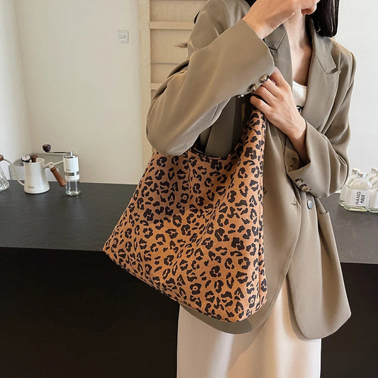 Women’s Leopard Print Top-Handle Tote & Hobo Bag Set – Large Capacity Satchel with Small Purse