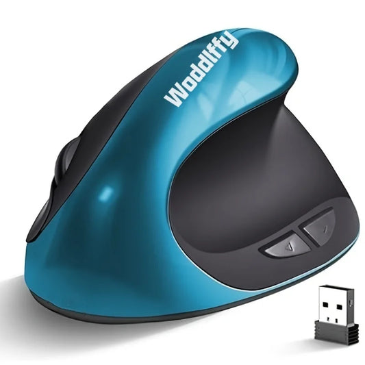 Ergonomic Wireless Vertical Mouse – Right-Handed Small Mouse with 6 Buttons for Laptop, Desktop & MacBook (Blue)