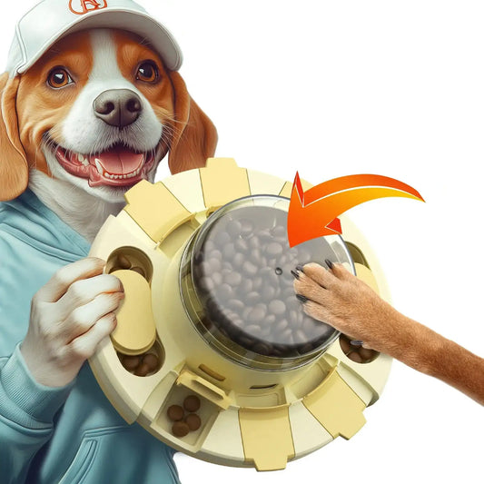 Dog Puzzle Toy w/Button – 2-in-1 Food Dispenser & Slow Feeder Game for Mental Stimulation