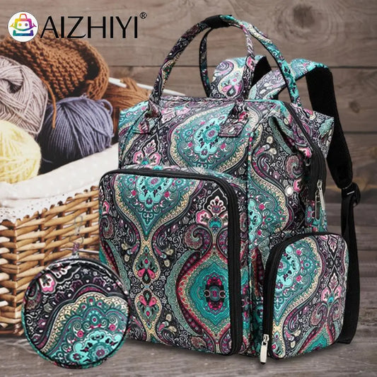 Portable Knitting & Crochet Yarn Organizer Bag – Large-Capacity Craft Storage | Lightweight Sewing & Hook Travel Bag with USB Feature