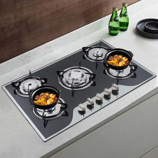 “30″ Stainless Steel 5-Burner Gas Cooktop – Dual Fuel NG/LPG Stove”