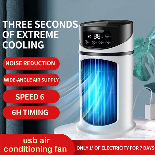3-in-1 Quiet Cooling Desk Fan – Portable Mini Air Cooler with Water Conditioning & 6 Speed Modes for Home & Office