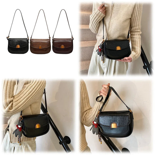 Small PU Leather Shoulder Bag for Women – Adjustable Strap Crossbody Purse with Buckle Closure 👜✨