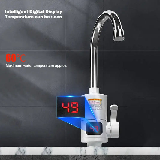 3000 W Instant-Heat Mixer Tap – Electric Hot & Cold Water Faucet with LCD Display & 360° Swivel