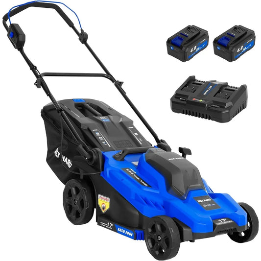 40V 17″ Brushless Cordless Lawn Mower – 2-in-1 Electric Push Lawnmower with 6-Position Height Adjustment & Dual 4.0 Ah Batteries