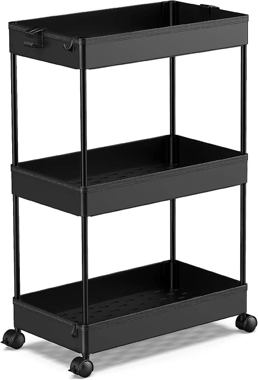 3-Tier Mobile Storage Cart – Bathroom & Laundry Organizer Utility Cart with Wheels