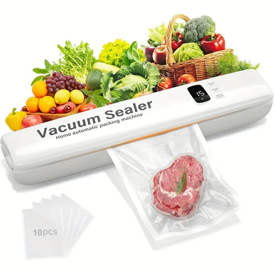 3-in-1 Automatic Vacuum Sealer Machine – LED Display, 10 Vacuum Bags & Multi-Functional Food Saver
