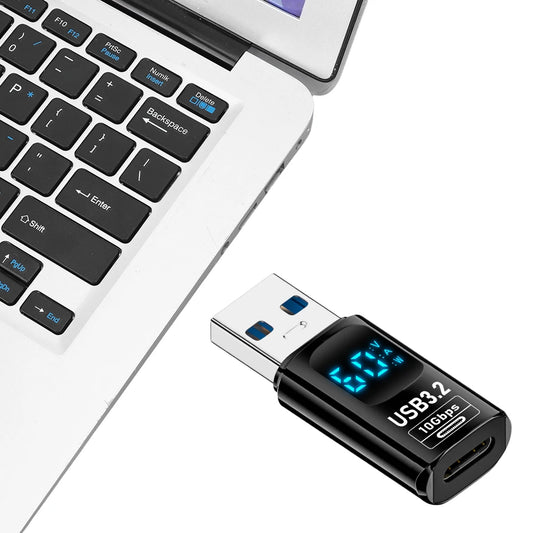 Digital LED Display USB to Type-C Adapter – 10Gbps Fast Data & 60W Charging Converter for Phones, Laptops & Tablets