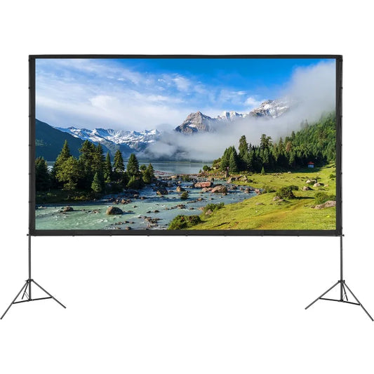 150″ Projection Screen Kit – 16:9 HD View, Stable Tripod Stand & Smooth Viewing Surface for Home Theater