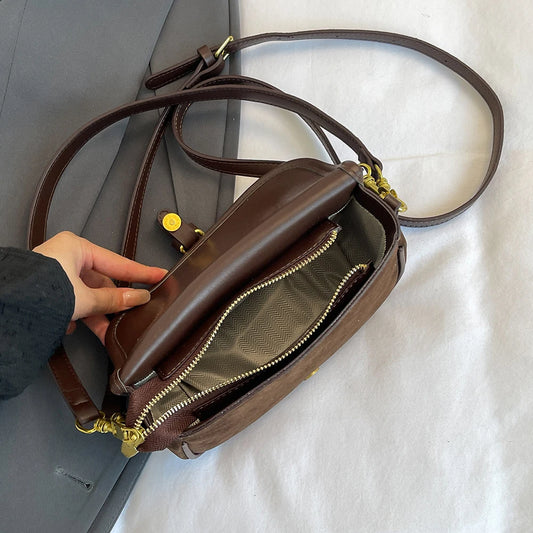 Women’s Crescent Leather Crossbody Bag – Vintage Messenger Shoulder Purse for Work & Travel 👜✨