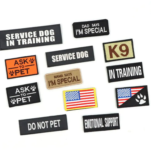 12-Piece Tactical Patch Bundle – Personalized Name ID Tags & Stickers for Dog Vest, Harness & Collar”