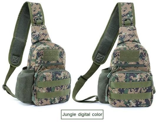 Tactical Sling Crossbody Backpack – MOLLE EDC Chest Bag with Water Bottle Holder | Outdoor Travel Shoulder Pack
