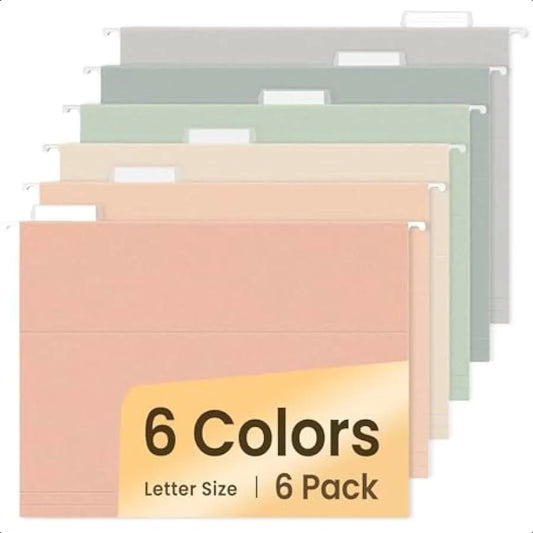 Hanging File Folders – 6-Pack Letter Size Folders with 1/5-Cut Tabs for Home & Office Organization 📂