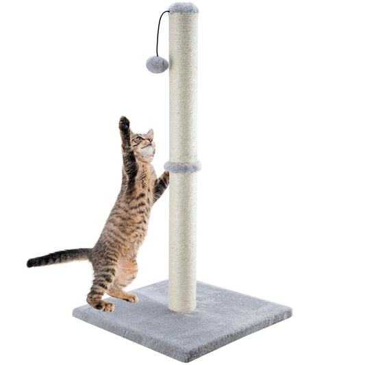 Tall Cat Scratching Post – Premium Sisal Vertical Scratcher with Dangling Ball Toy for Indoor Cats & Kittens, Durable Furniture Saver