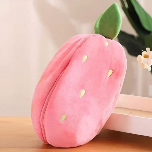 Reversible Bunny Plush Toy – 18/25/35cm Soft Stuffed Rabbit Hiding in Strawberry or Carrot Bag, Cute Pillow & Gift for Kids