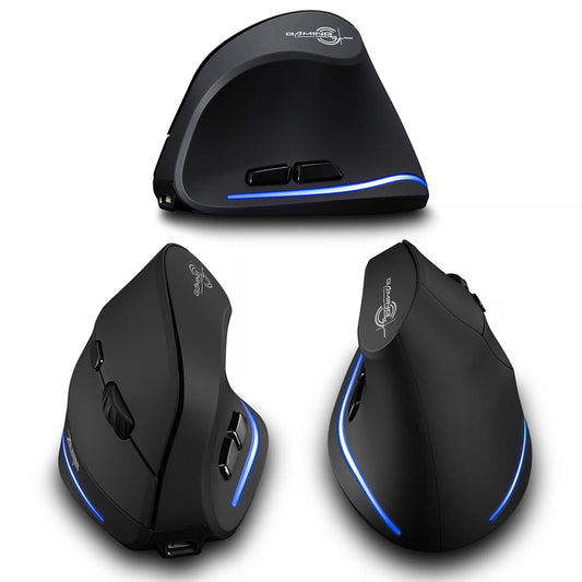 Vertical Ergonomic Wireless Mouse – Dual-Mode Bluetooth & 2.4G, Rechargeable Optical Mouse with 7 Buttons & 4800 DPI