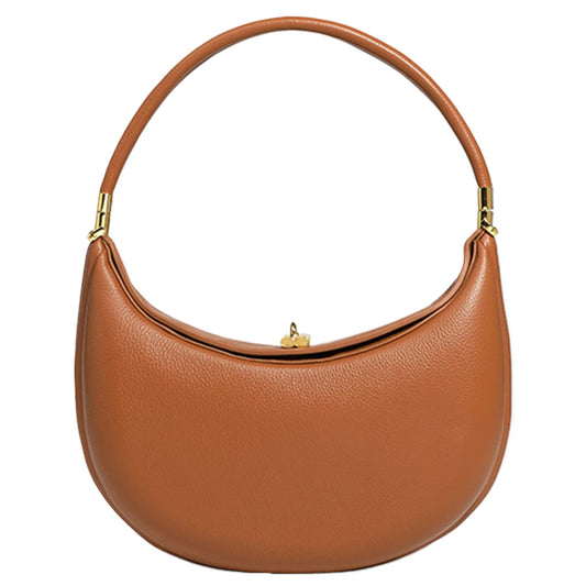 Women’s Trendy PU Leather Shoulder Bag – Half-Moon Underarm Clutch with Hasp Closure, Casual Designer Purse