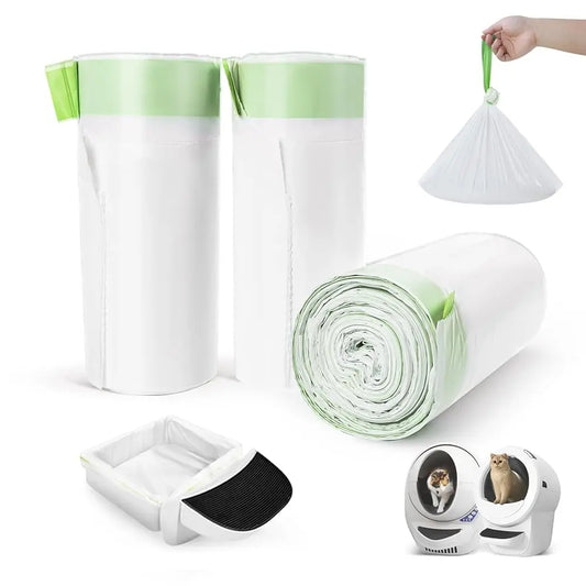 120-Count Cat Litter Box Robot Bags – 1.5 Mil Thick Waste Bags with Drawstring Closure, Compatible with Litter Box Robot 3 & 4