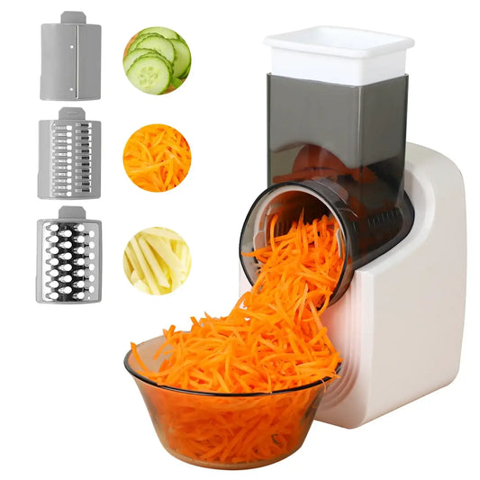 Multi-Function Electric Cheese Grater & Vegetable Slicer – 5-in-1 Shredder, Spiralizer & Salad Maker