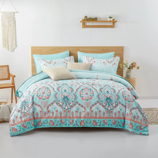 7-Piece Bohemian Print Comforter Set – Soft All-Season Bedding & Room Decor (Queen/King)
