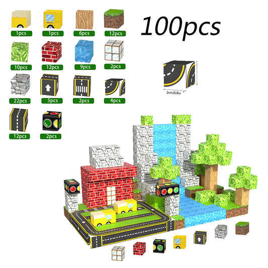 100PCS Magnetic Building Block Toy Set – Creative Construction Kit for Kids, Educational STEM Toys for Boys & Girls (Ages 3+)