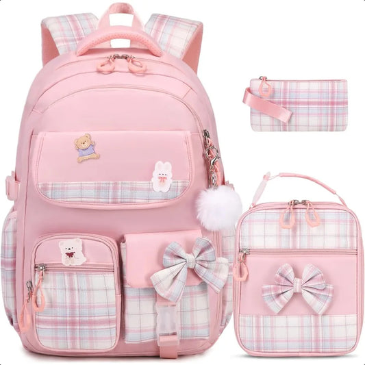 3-Piece Girls Backpack Set – Cute School Bags for Kindergarten, Elementary & Middle School | Includes Backpack, Lunch Bag & Pencil Case