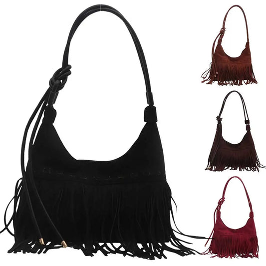 Vintage Fringe Shoulder Bag – Fashion Suede Crossbody Tote with Tassels for Women’s Work, Shopping & Travel 👜✨