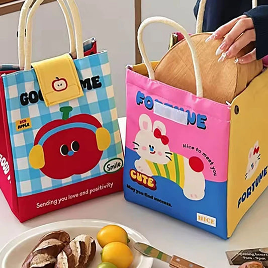 Cute Cartoon Insulated Lunch Bag – Waterproof Thermal Breakfast Organizer for Kids & Travel