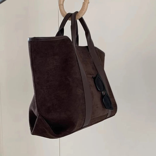 Women’s suede shoulder bag – large-capacity vintage winter handbag, stylish satchel tote purse for commuting, shopping & daily use