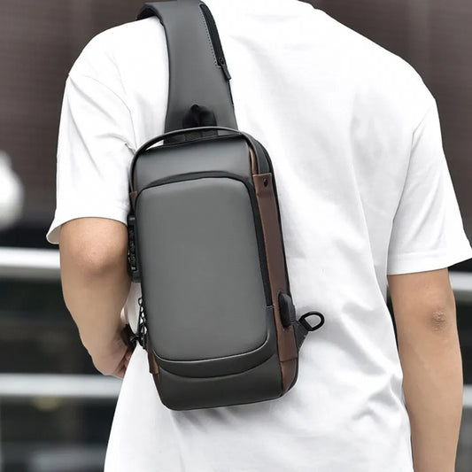 Anti-Theft Travel Laptop Backpack – Water & Scratch Resistant Rucksack | Grey–Gold Modern Security Bag