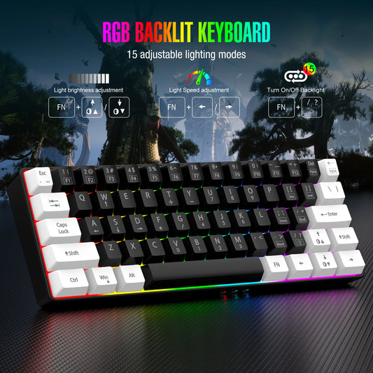 60% Wired Gaming Keyboard – Ultra-Small RGB Backlit Portable Waterproof Computer & Mac Keyboard