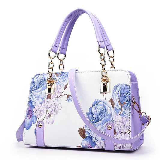Women’s PU Leather Floral Tote Bag – Fashion Shoulder & Crossbody Handbag with Zipper Closure and Adjustable Strap for Daily Use & Gifts