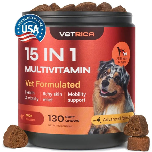 15-in-1 Dog Multivitamin Chews – Complete Joint, Hip & Immune Support with Glucosamine, Vitamins & Minerals for Overall Health