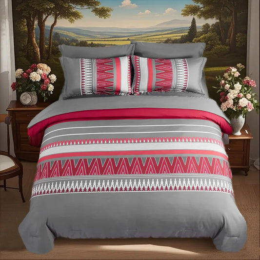 7-Piece Printed Comforter Set – Soft All-Season Bedding Ensemble