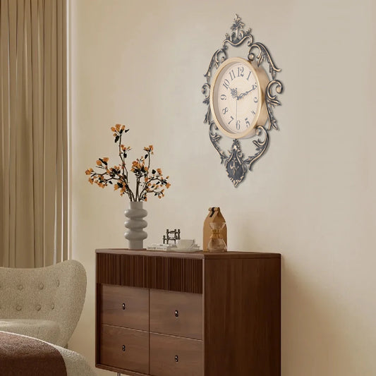 Vintage Quiet Wall Clock – Retro Metal Decorative Clock for Bedroom & Living Room Décor