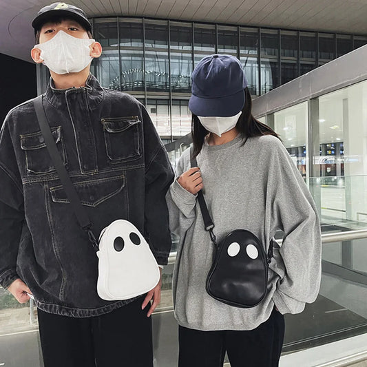 Ghost Funny Leather Shoulder Bag 👻 – Cute Devil Design Unisex Crossbody & Handbag for Travel & Daily Use