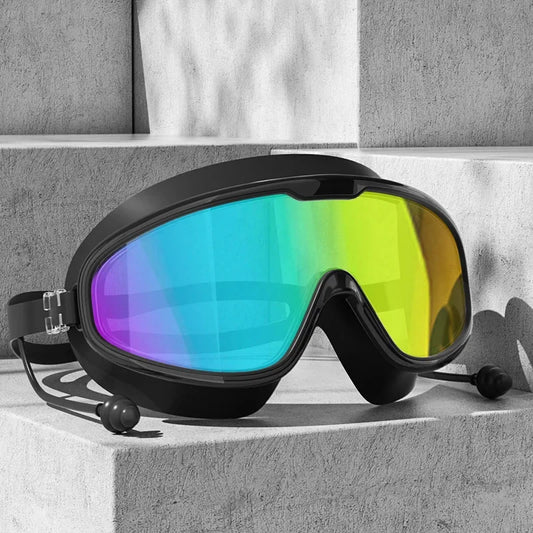 Electroplated Large-Frame Swimming Goggles for Adults – Anti-Fog, UV Protection & Optical Lens Design