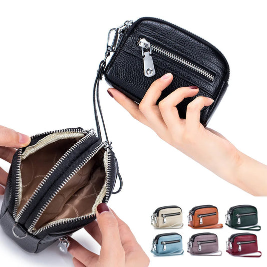 Women’s Genuine Leather Short Wallet – Large-Capacity Cowhide Purse, Female Clutch Handbag & Coin Holder