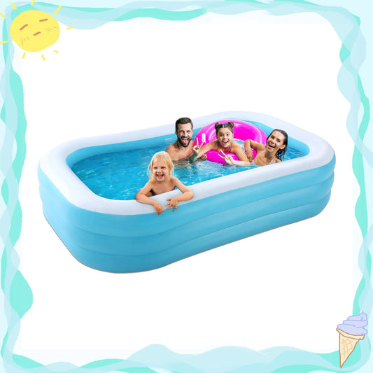 Inflatable Swimming Pool – Large Family Blow-Up Backyard Pool for Easy Outdoor Setup & Summer Fun