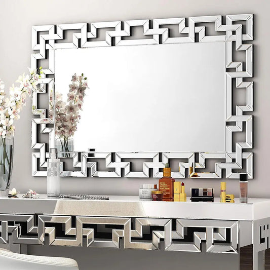 Large Rectangular Wall Mirror – Modern Accent with Grecian Venetian Frame for Living Room, Bathroom & Bedroom