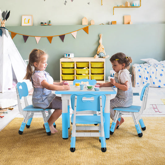 AOOU Kids Table & 4-Chair Set – Height Adjustable Multi-Activity Art & Study Table for Age 2-10 🎨