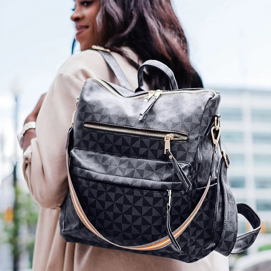 Convertible Women’s Leather Backpack Purse – Large Fashion Travel & College Shoulder Bag