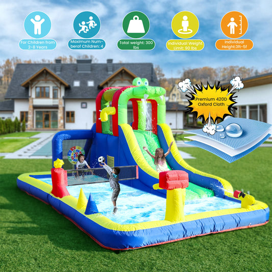 8-in-1 Crocodile Inflatable Water Slide Park – Backyard Wet & Dry Adventure for Kids
